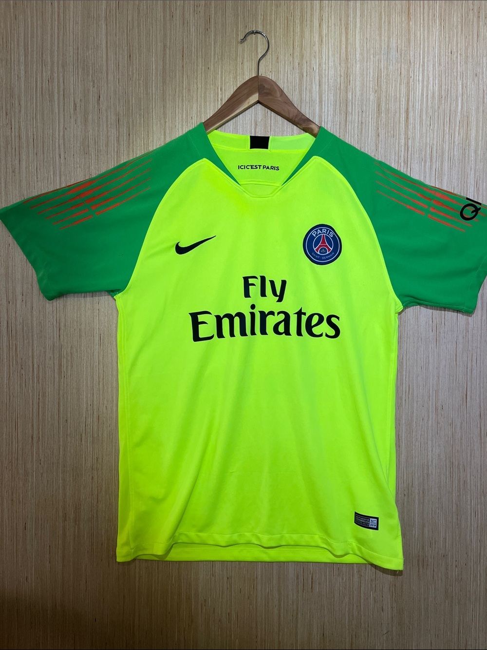 PSG Official Yellow-Green PSG Fly Emirates Goalkeeper Jersey - Size XL